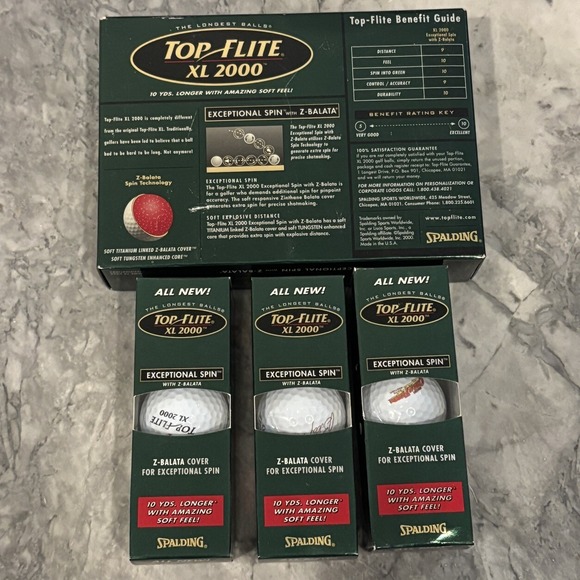 Top Flite Other - LOT OF 3 Top Flight XL 2000 Golf Balls‎ Extra Long Spalding Pack 9 NEW IN BOX